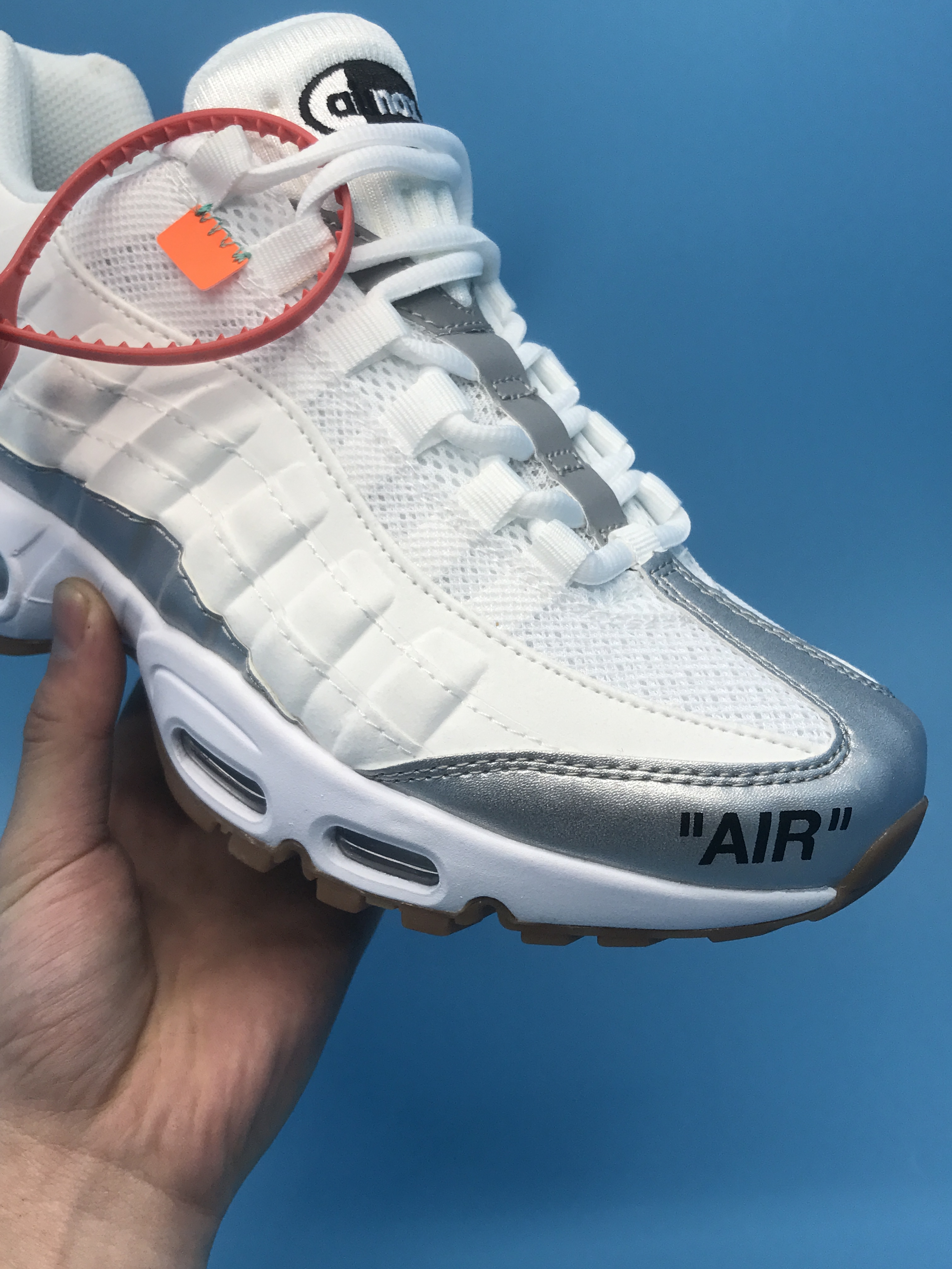 Nike Air Max 95 OG x Off-White White Silver Shoe - Click Image to Close